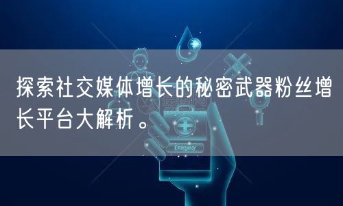探索社交媒体增长的秘密武器粉丝增长平台大解析。