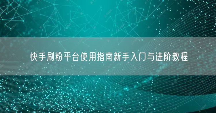 快手刷粉平台使用指南新手入门与进阶教程