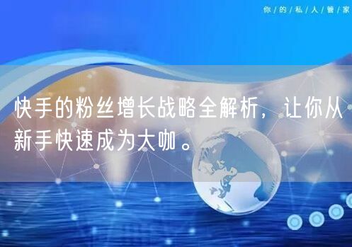 快手的粉丝增长战略全解析，让你从新手快速成为大咖。