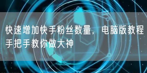 快速增加快手粉丝数量，电脑版教程手把手教你做大神
