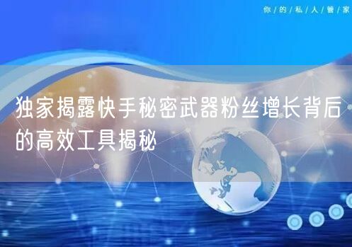 独家揭露快手秘密武器粉丝增长背后的高效工具揭秘