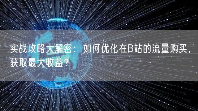 实战攻略大解密：如何优化在B站的流量购买，获取最大收益？