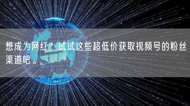想成为网红？试试这些超低价获取视频号的粉丝渠道吧。